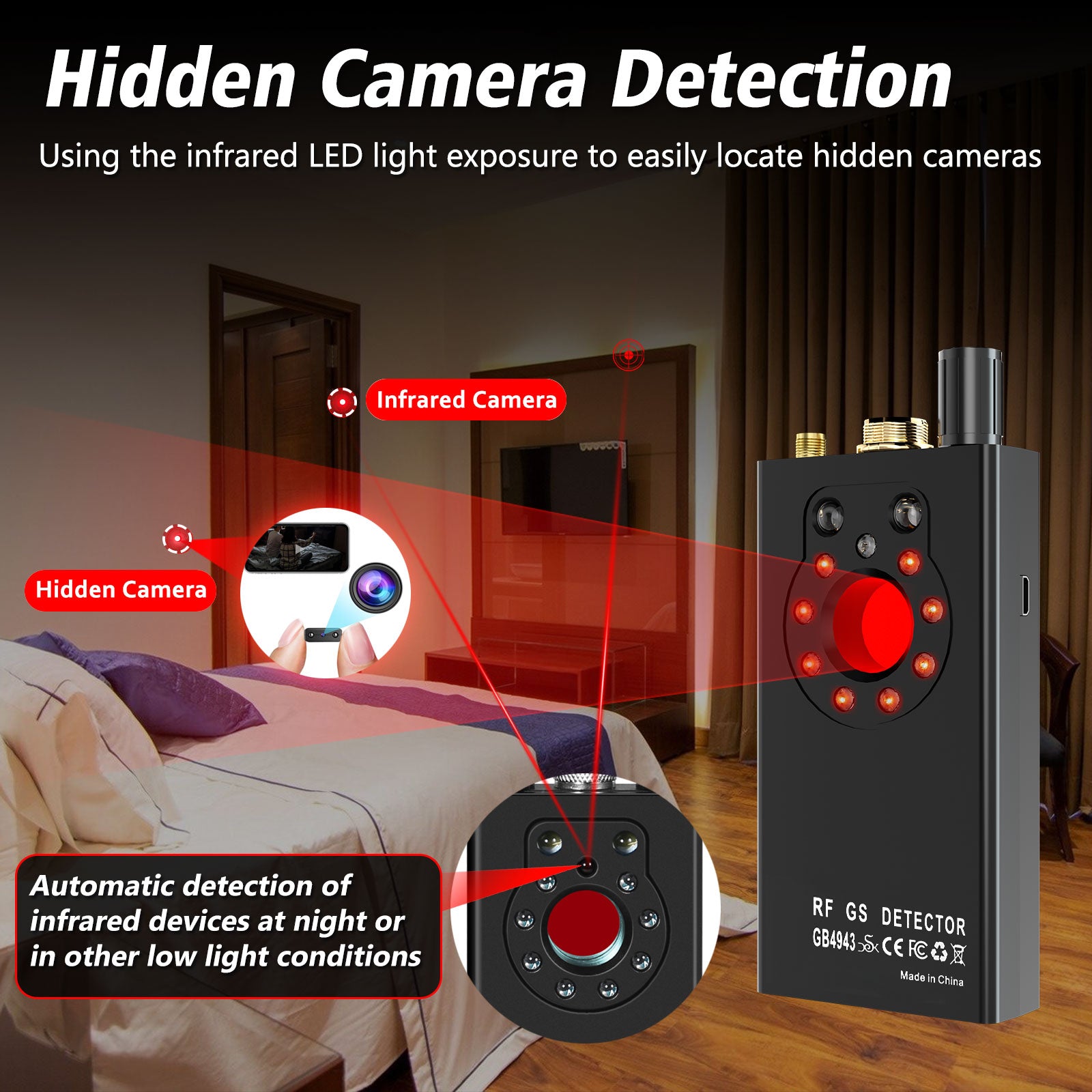 JMDHKK K19 Multi-Mode Wireless Signal Detector – Enhanced Privacy Security Device