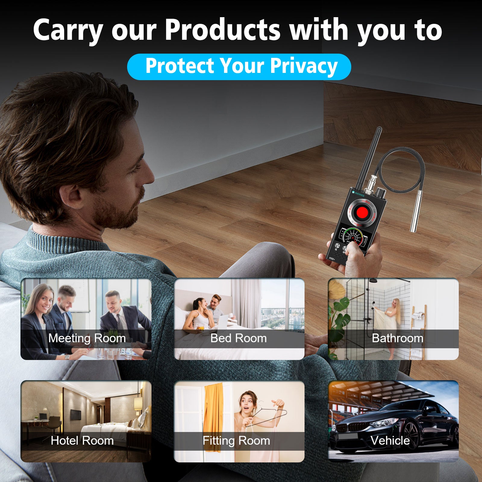 JMDHKK K68 Intelligent Wireless Signal Detector with Auto Scan – Privacy Protection Tool