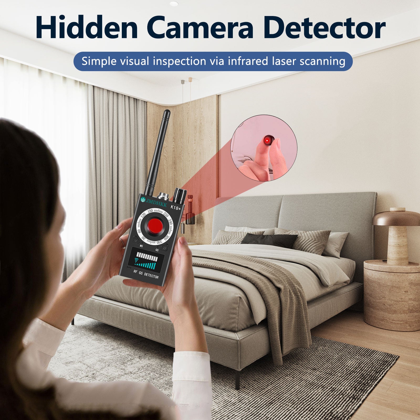 JMDHKK K18 Privacy Protection Device – Wireless Signal Scanner & RF Camera Finder
